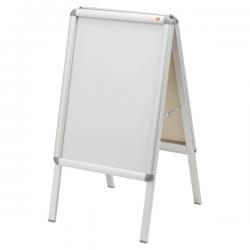 Nobo A2 A-Frame Pavement Display Board with Snap Frame Silver Double Sided