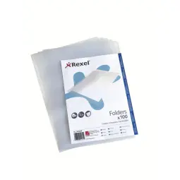 Rexel Economy A4 Document Folder, Clear Embossed, 100mic, pre-consumer recycled plastic Cut Flush (Pack 100)
