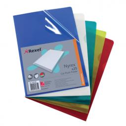 Rexel Nyrex Premium A4 Document Folder Assorted 100micron Cut Flush Pack of 100