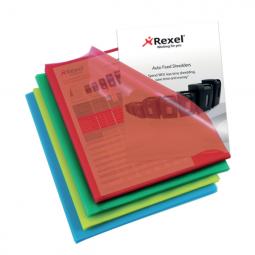 Rexel Quality A4 Document Folder Assorted Colours 115micron Cut Flush Pack of 100