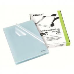 Rexel A4 Document Folder Clear Embossed 85micron Cut Flush L-Folder Pack of 100