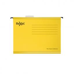 Rexel Classic A4 Reinforced Suspension Files 15mm V base Yellow Pack of 25