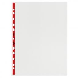 Rexel Quality A4 Punched Pockets with Red Spine Left Opening Embossed Pack of 100