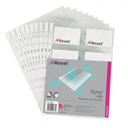 Rexel Nyrex Business Card Pockets A4 Pack 10 X 10 Packs