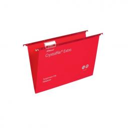 Rexel Foolscap Suspension Files 15mm base Polypropylene Red Pack of 25