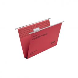 Rexel Foolscap Suspension Files with Tabs and Inserts 30mm base Red Pack of 50