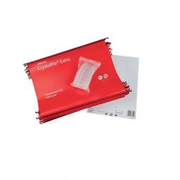 Rexel Foolscap Suspension Files 30mm base Polypropylene Red Pack of 25