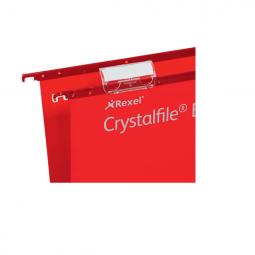 Rexel Foolscap Suspension Files 30mm base Polypropylene Red Pack of 25