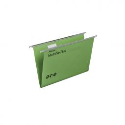 Rexel Foolscap Suspension Files 15mm V-base Manilla Green Multifile Plus Pack of 20